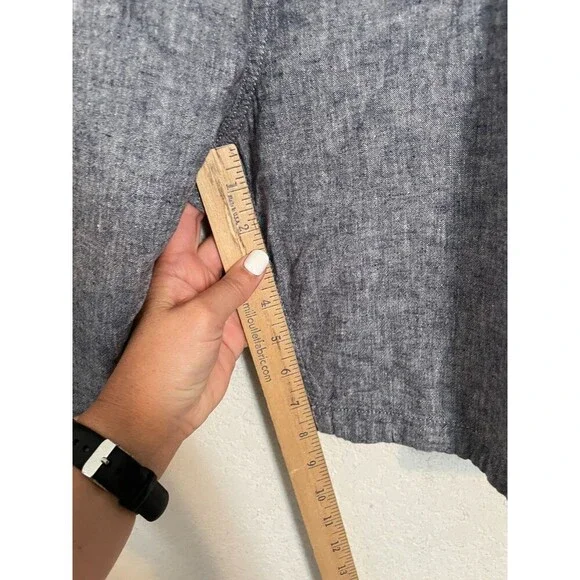 LUCKY BRAND Shorts Men 34  8"  Blue Linen Slash Pockets Adjustable Waist Bermuda - Picture 6 of 7